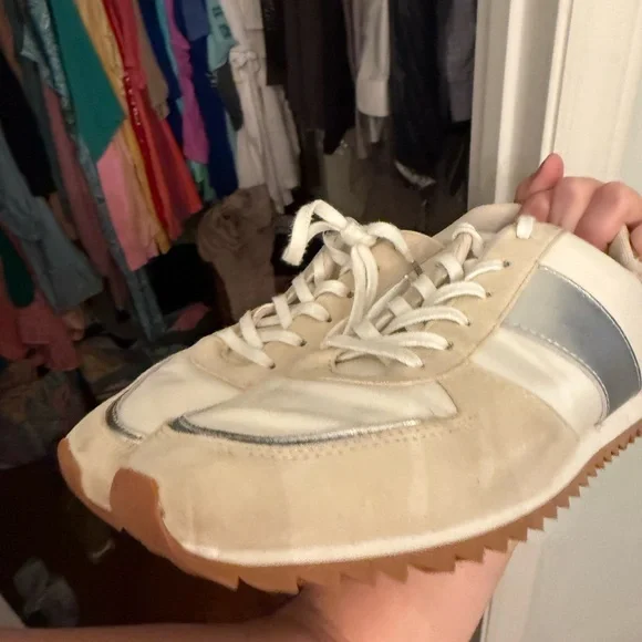 J Crew trainers in metallic colorblock Women's Cream Sneakers with Gold Accents - Picture 7 of 12